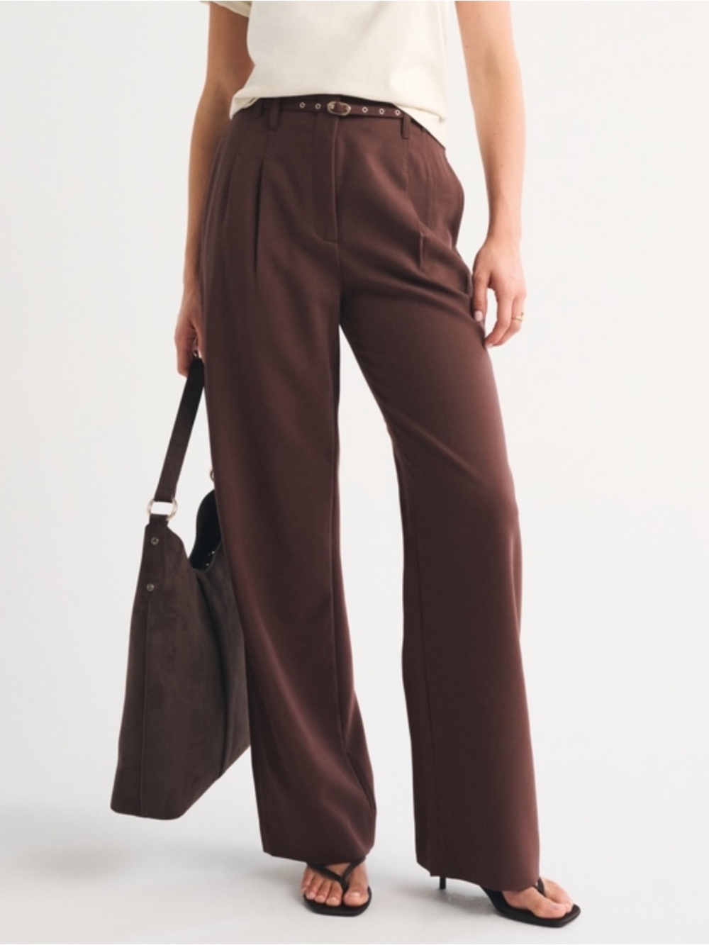 Abercrombie & Fitch Sloane Tailored Hardware Wide Leg Pant